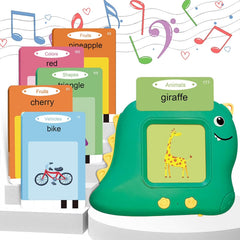 Talking Flash Card Learning Educational Toy, Talking Flash Cards with 224 Words 112 Double Sided Cards Preschool Sensory Toys, Dinosaur Montessori Toys
